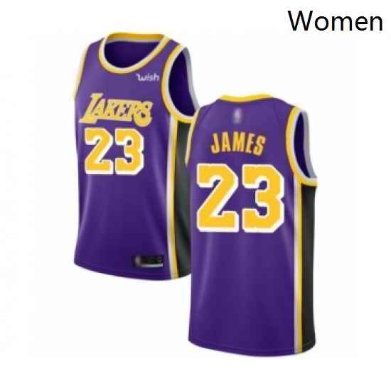 Womens Los Angeles Lakers 23 LeBron James Authentic Purple Basketball Jerseys Statement Edition